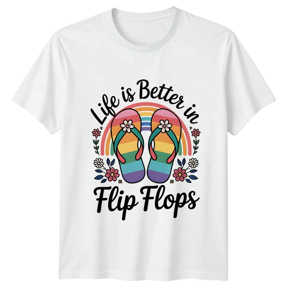 Life Is Better In Flip Womens T-Shirt Beach Summer Gift For Her XXXXL