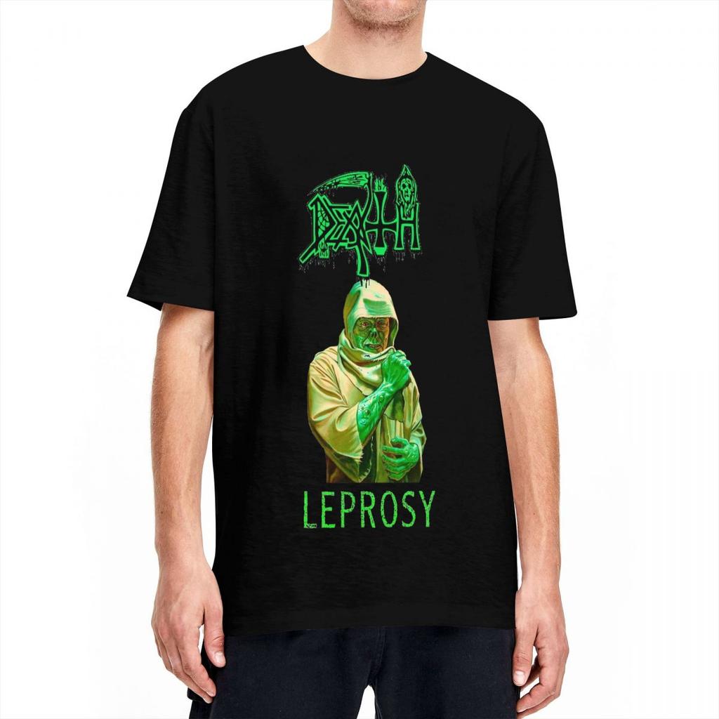 Men's T Shirt Death Leprosy Death Metal T Shirts Harajuku Rock Music Band Beach Tees Y2K Fun Custom DIY Cotton Tops Plus Size
