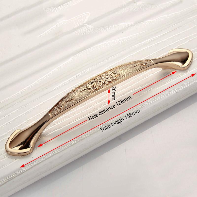 KAK 5 pieces Champagne Gold Door Handles Zinc Alloy Cabinet Handle Drawer Knobs European Wardrobe Pulls Kitchen Furniture Handle