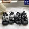 Black Platform with Skirt Sandals Women's New Spring French Fairy Style Roman Shoes