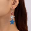 Fourth of July Deals Stud Earrings Acrylic Retro Five-pointed Star Eardrop Jewelry Long Tassel Earrings
