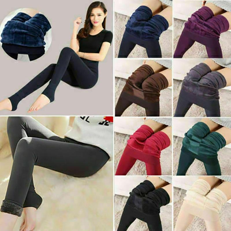Women Winter Thick Warm Fleece Lined Thermal Stretchy Skinny Leggings Pants For Cozy Cold Days