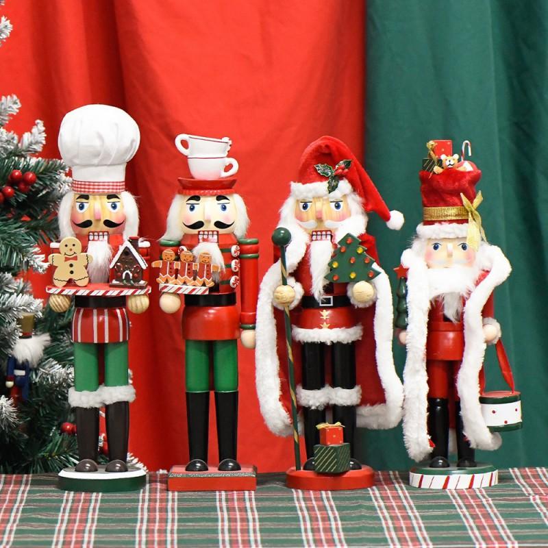 Wooden Nutcracker Soldier Figurine Christmas Decor Tabletop Ornament Home Office Display Gift