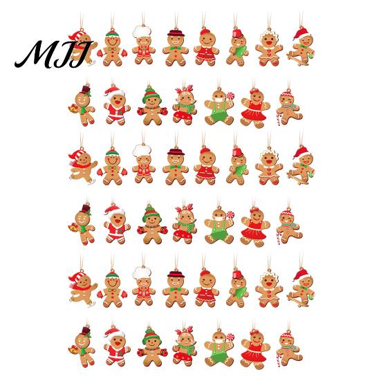 Holiday Tree Ornaments Gingerbread Man Hanging Ornaments, Wooden Figure Pendants, Decorations Rustic Christmas for Xmas Tree, Party Favors Decor