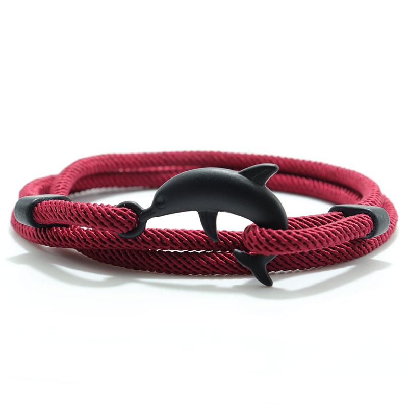 New Dolphin Bracelet Men 4mm Nylon Cord Chain Braclet Homme Bohemia Woven Adjustable Braslet Beach Leisure Accessories Pulseira