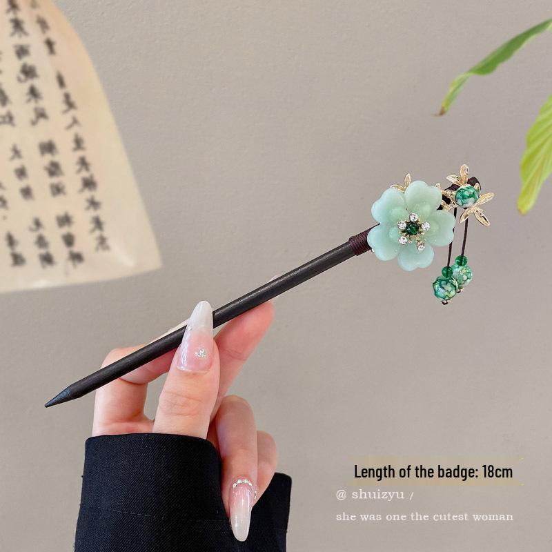 Elegant Retro Tassel Hairpin for Hanfu Updo - Women's Chinese Style Metal Hair Clip