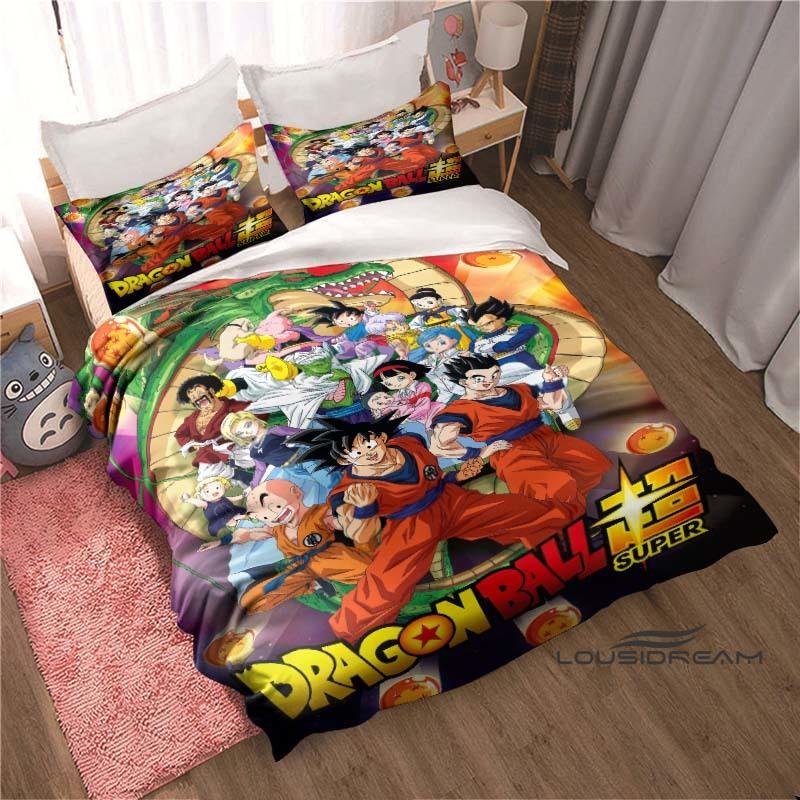 New 2026 3D Printed DRAGON BALL Bedding Set – Duvet Cover and Pillowcases Feature Adorable Cartoon Designs.