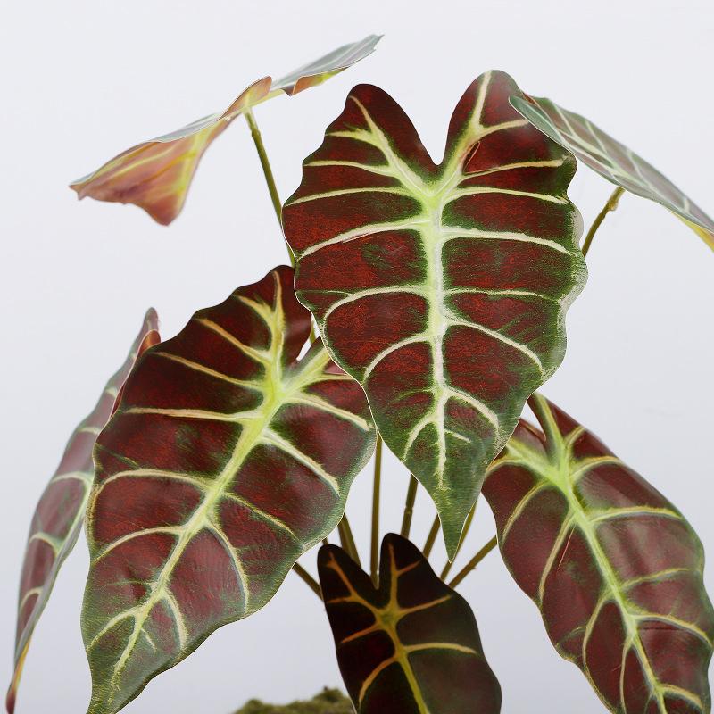 Artificial green plant potted plant Nordic living room decoration fake green plant autumn taro leaves artificial potted plant