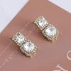 Elegant 3D Square Stud Earrings with Imitation Diamonds - Dangle Design for a Sophisticated Look
