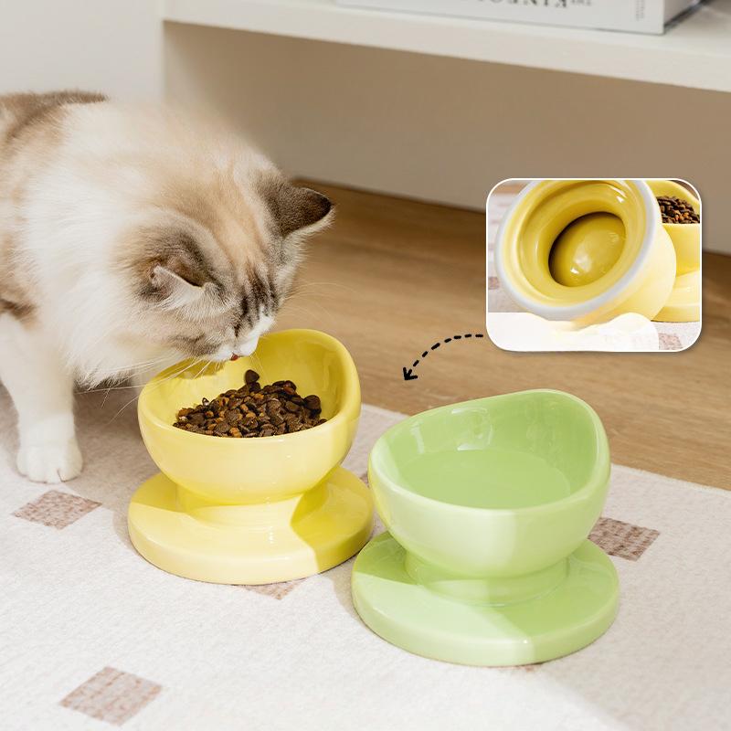 Cat Simple Ingot Shape Ceramic Bowl Single Bowl Cat Bowl Dog Bowl Dog Anti-Tip Feeder Pet Bowl Supplies