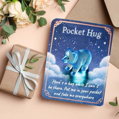 Pocket Hug Turtle Emotional Support Animal with Pocket Hug Card Positive Mini Penguin Elephant Gift for Friends Kids Coworkers