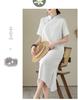 Elegant Cotton Linen Qipao Dress - Women's Stand Collar Short Sleeve, Summer 2024 Collection