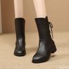 Retro Thick Heeled Short Boots for Women In Autumn Winter Round Toe Mid Heel Flat Bottom Simple Comfortable Short Boots