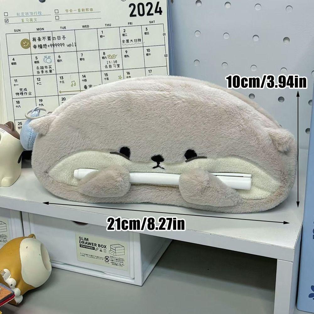 Otter Penguin Pencil Case Plush Stationery Bag Portable Stationery Organizer  Back To School Gift
