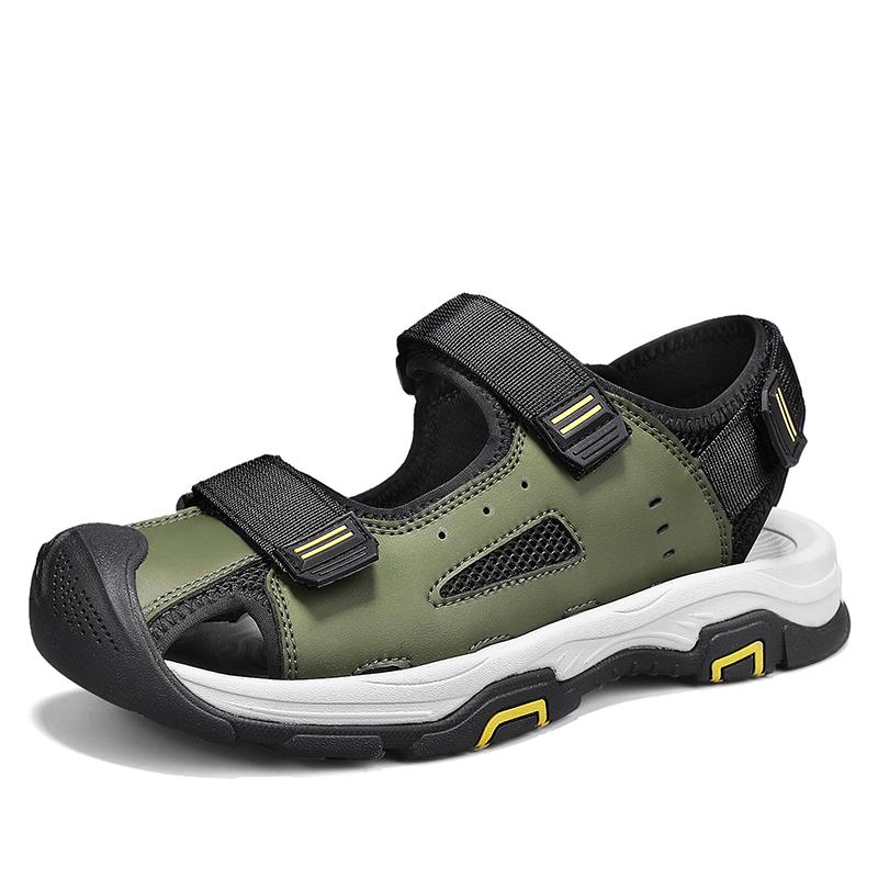 Pánské letní boty z pravé kůže, nové velké velikosti, pánské sandály, módní venkovní, plážové boty s protisrážkovou špičkou, rychleschnoucí, Roma boty