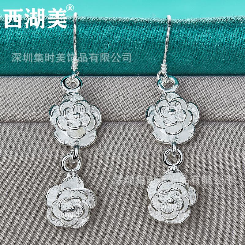 Affascinanti Orecchini Fiore di Rosa, Colore Argento, Regalo, Gioielli Affascinanti per la Sera… Altro