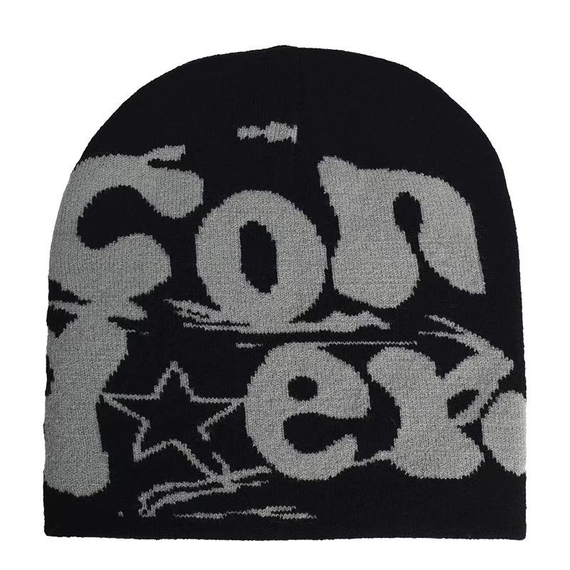 

Unisex English Jacquard Wool Knit Hat – Warm, Casual Street Style for Autumn/Winter. One Size
