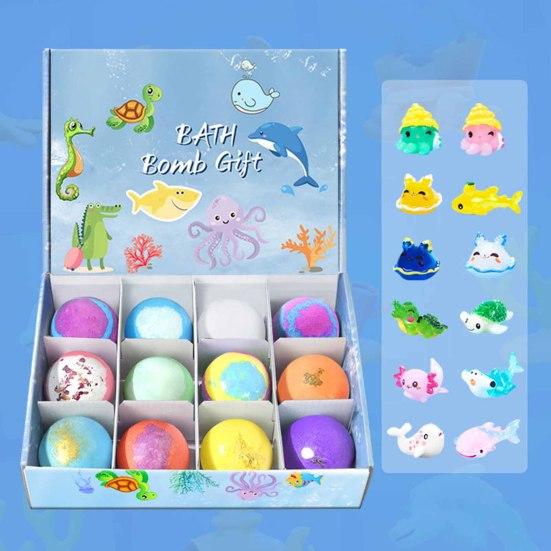 1 Set Meeres-Themen-Badebomben mit Überraschungsspielzeug Sprudelnde bunte Badeblasen für Kinder Entspannung wie im Spa Lustiges Geschenk für Kleinkinder Kinder
