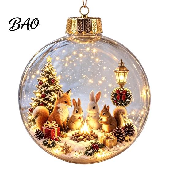 Personalisierte Weihnachtsgeschenkideen Beleuchtete Kugeln, 3D-Miniatur-Szene zum Aufhängen mit warmem LED-Licht, Einzigartige Souvenir-Geschenke, Klares Acryl