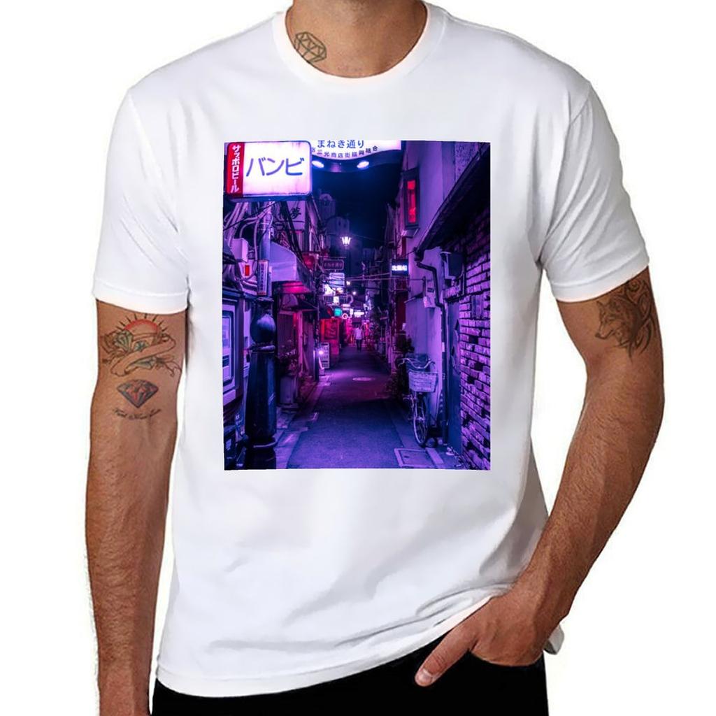 Purple Hues of Golden Gai TShirt Fashion Letter Print TShirt
