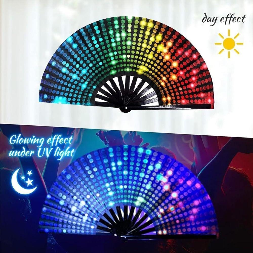 UV Ink Printing Bamboo Fan PVC Foldable Colorful Reflective Fan Lightweight Portable Photography Props Fan