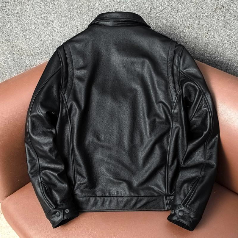 Genuine Leather A2 Bomber Jacket for Men Real Cowhide Short Biker Coat Classic Autumn Winter Outerwear