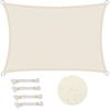 Rectangular Sun Shade Sail 3x4 M - Waterproof PU Polyester, 93% Sun Protection, Stainless Steel Rings, Cream