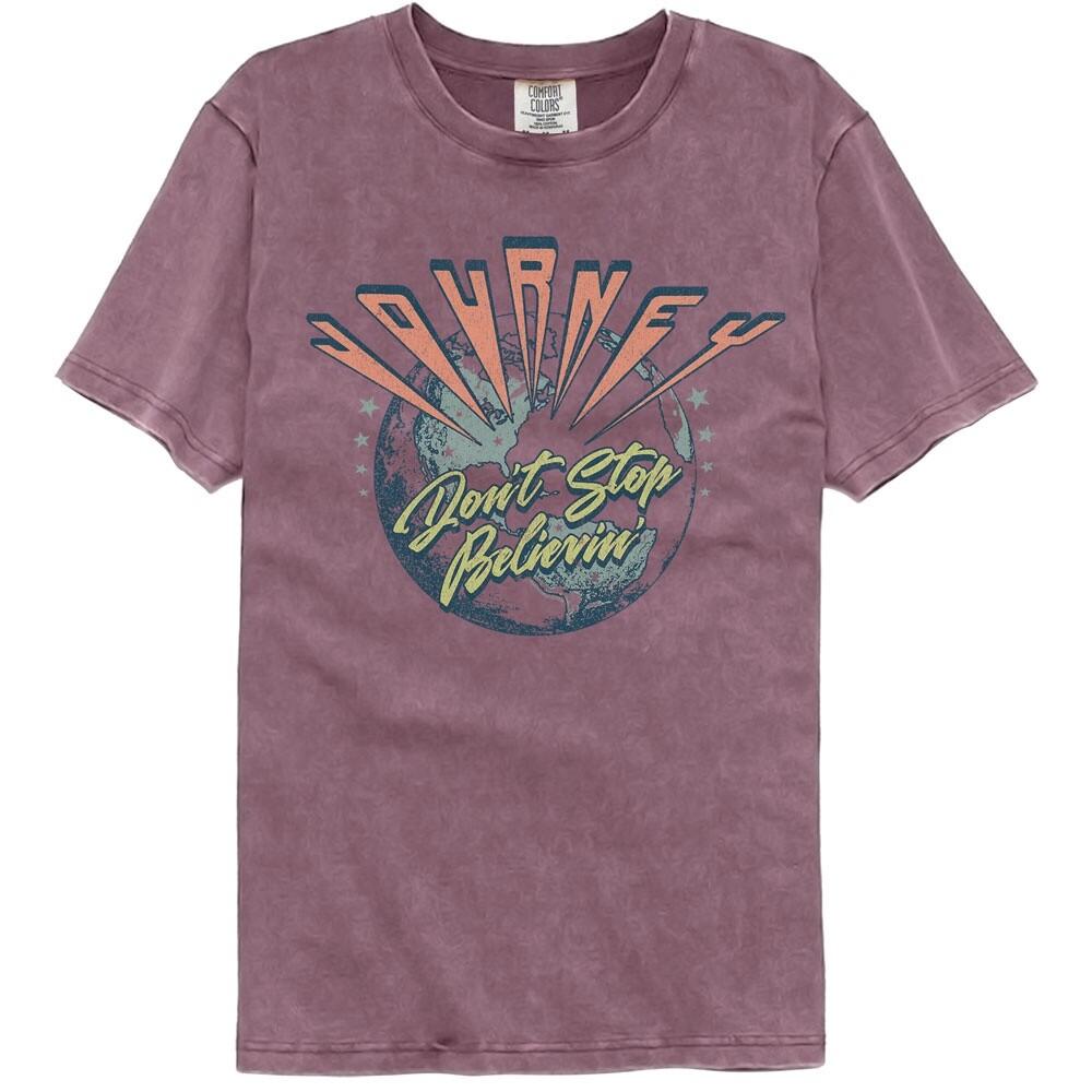 Journey Music Band T-Shirt DON039;T STOP BELIEVIN GLOBE  Steve Perry Comfort Colors Unisex T-Shirt L