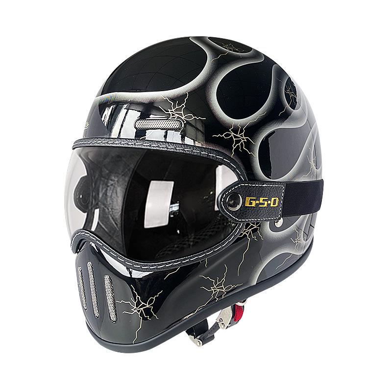 Fiberglass Retro Full Face Motorcycle Helmet for All Seasons - Unisex Winter Safety 3C Certified