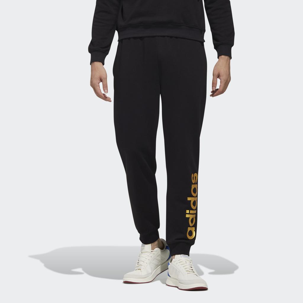 Adidas Neo Essential Logo Print Joggers Men Bottoms Black FP7446