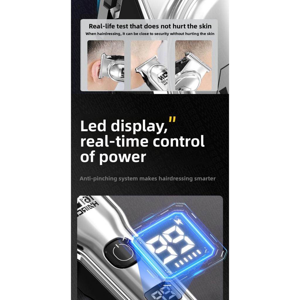 Profesjonalna Elektryczna Maszynka do Włosów z Nasadkami Grzebieniowymi, Cyfrowy Wyświetlacz LED, Przenośne Ładowanie USB, Bezprzewodowa Maszynka do Golenia i Przycinania dla Mężczyzn