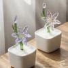 Mini Glass Potted Flower Figurine Hand Blown Faux Crystal Artificial Lily Flower Collectible Ornament for Women Mom Wedding Home Table