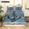 Nautical Duvet Cover Set Boat Pirate Bedding Set King Size Retro Sailboat Brown Comforter Cover Anchor Compass Vintage Quilt Set