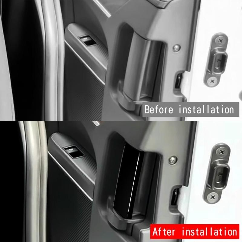 For Mitsubishi Delica D:5 2024 2025 ABS Carbonfiber Middle Door Handle Switch Glitter Inner Handlecover Car Accessories