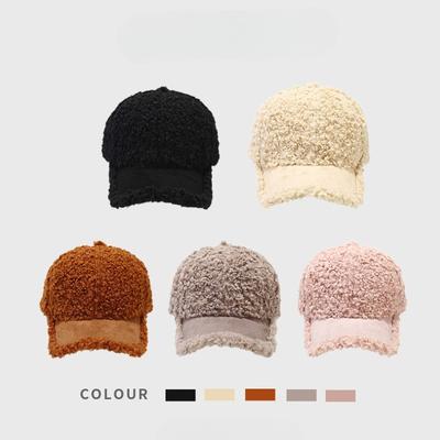 Autumn and Winter Lamb Velvet Baseball Cap Korean Style Simple Casual Solid Color Versatile Peaked Cap Thickened Warm Sun Visor