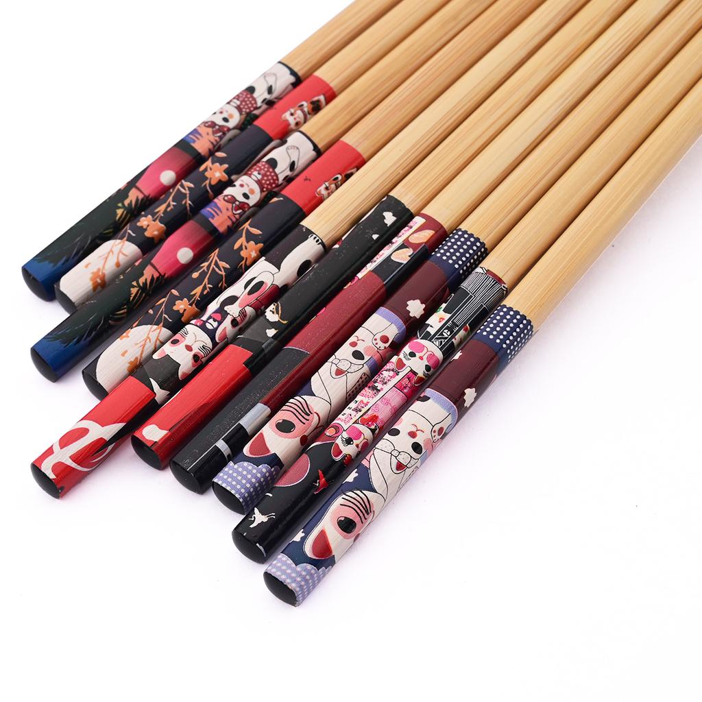 5pairs Chinese Style Chopsticks Bamboo Anti Slip Sushi Chopsticks Household Restaurant Bamboo Chopsticks