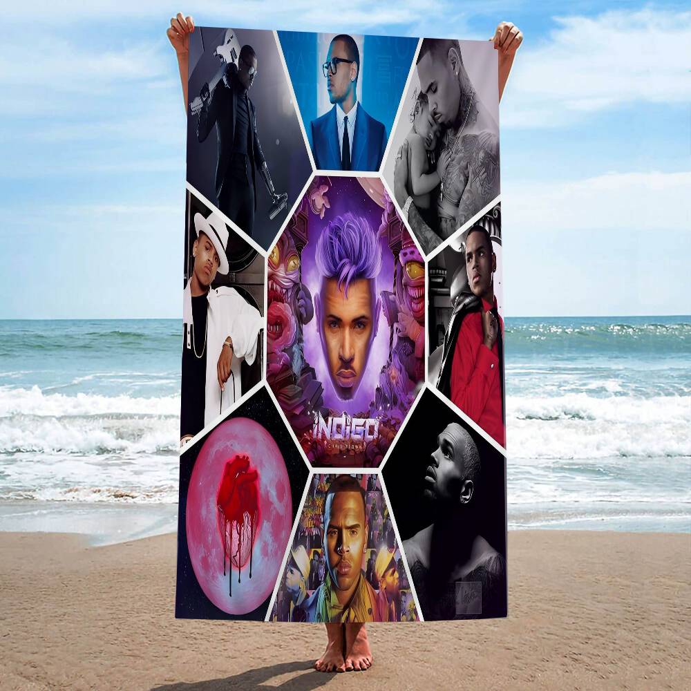 Hot New Chris Brown Rapper Beach Towel For Kids Bath Towel Pool Towel Vacation Gift Picnic Towel Party Gift