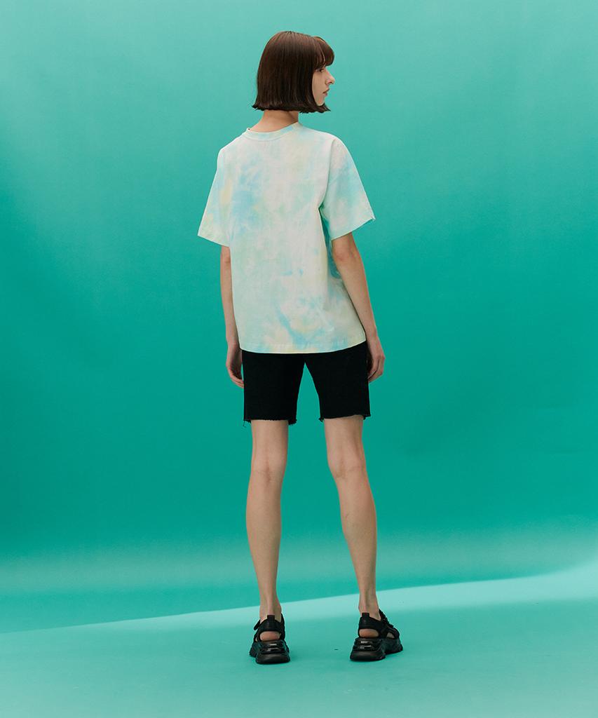 CETU Tie-Dye Logo Print T-Shirt Blue