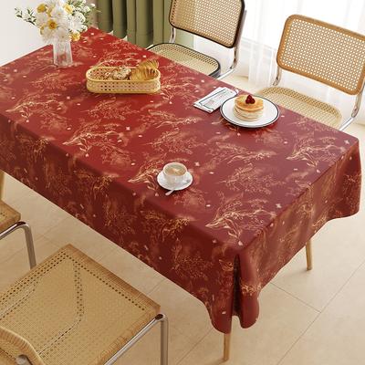 Retro Floral Pattern Tablecloth Oil Resistant Table Cover Thick Anti Slip Printed  Rectangular Waterproof  Mat for Restaurant