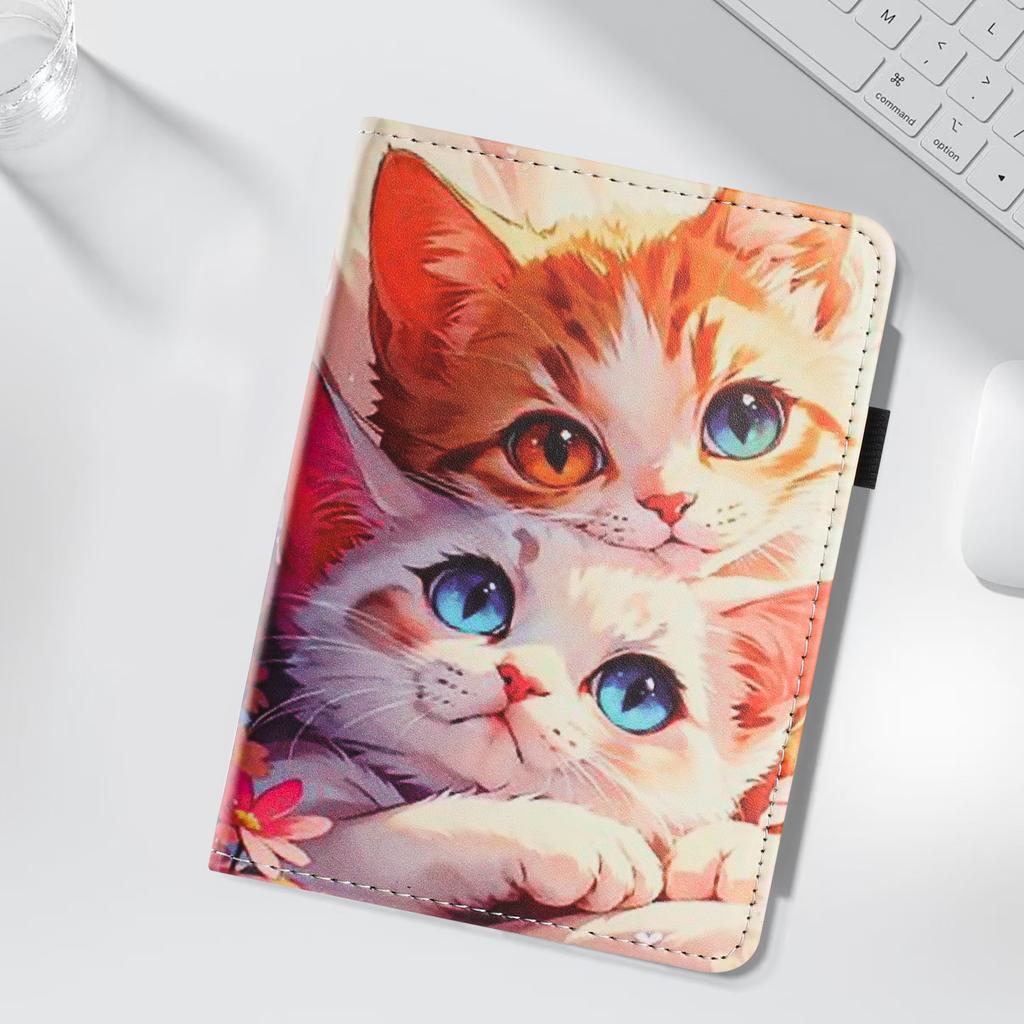 For Amazon Kindle Paperwhite 6 (2024) Tablet Case Litchi Texture Pattern Printing Leather Cover Auto Sleep/Wake with Card Holder