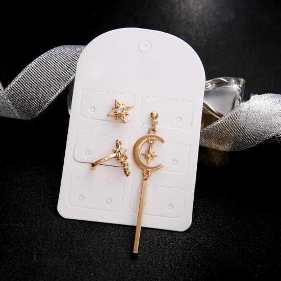 3Pcs Women Rhinestone Star Moon Bar Fashion Ear Studs Earrings Set Party Jewelry