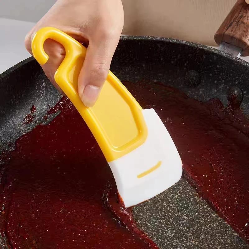 Raschietto in Silicone Lama di Pulizia Spazzola Spatola per Torta Cottura Residui di Cibo Macchie Pentola Padella Piatto Olio Piatto Pulisci Lame Morbide Strumenti