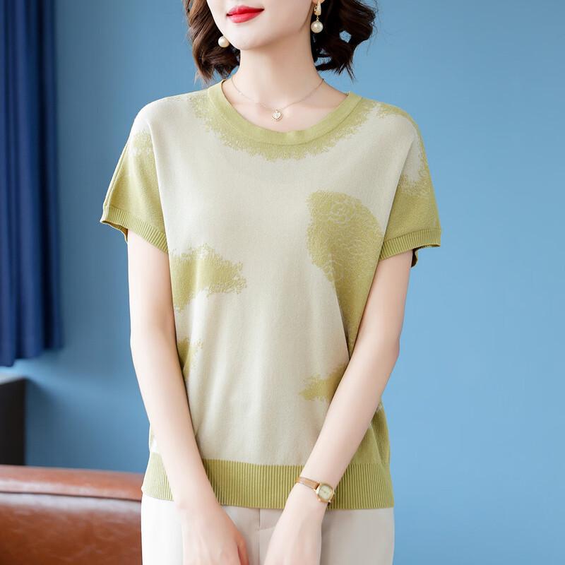 Qianlian Mid-Age Women's Summer Knit T-Shirt