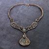 Golden Rutile, Moonstone Handmade Copper Wire Wrap Jewelry Necklace 18" E1j06