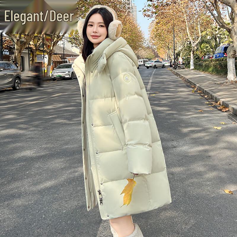 Yalu Women's Mid-Length Duck Down Jacket with Detachable Hood