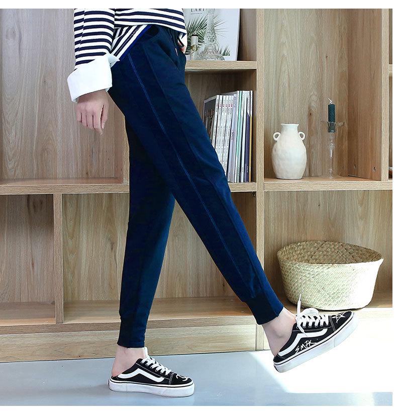 Women's High-Waisted Cotton Blend Harem Sweatpants - Spring 2025 Style, Thin, Casual, Age-Reducing, Nine-Tenths Length, Cuffed.