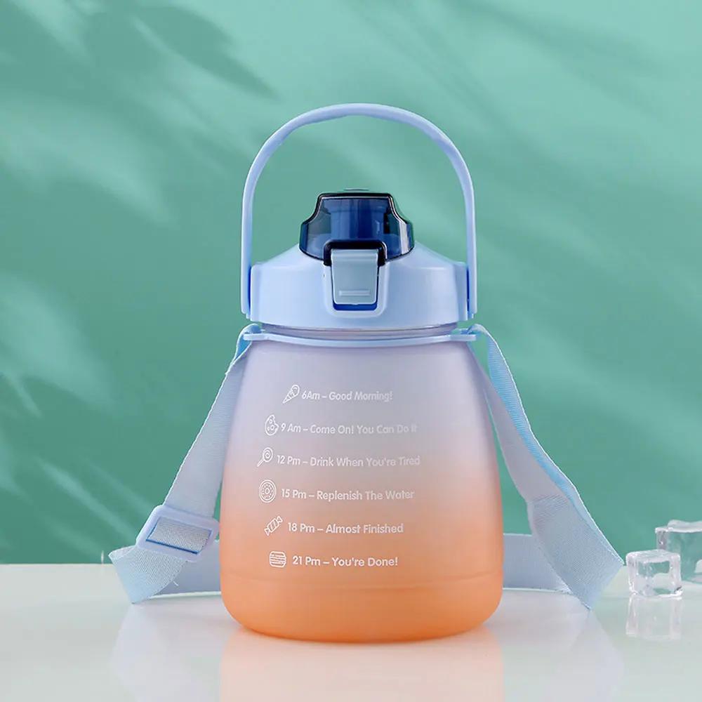 

1300ml Water Bottle with Straw for Girls Plastic Cute Water Cup Female Children Summer Outdoor Sports Portable Drinkware 1-1.5L синий