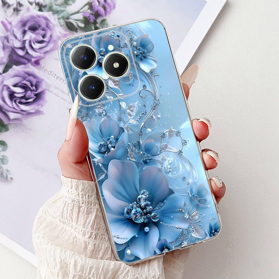4G Clear For Realme Note 60 Case RMX3933 Luxury Butterfly Love Flowers Cool Lion Painted Phone Case For Realme Note 60X RMX3938