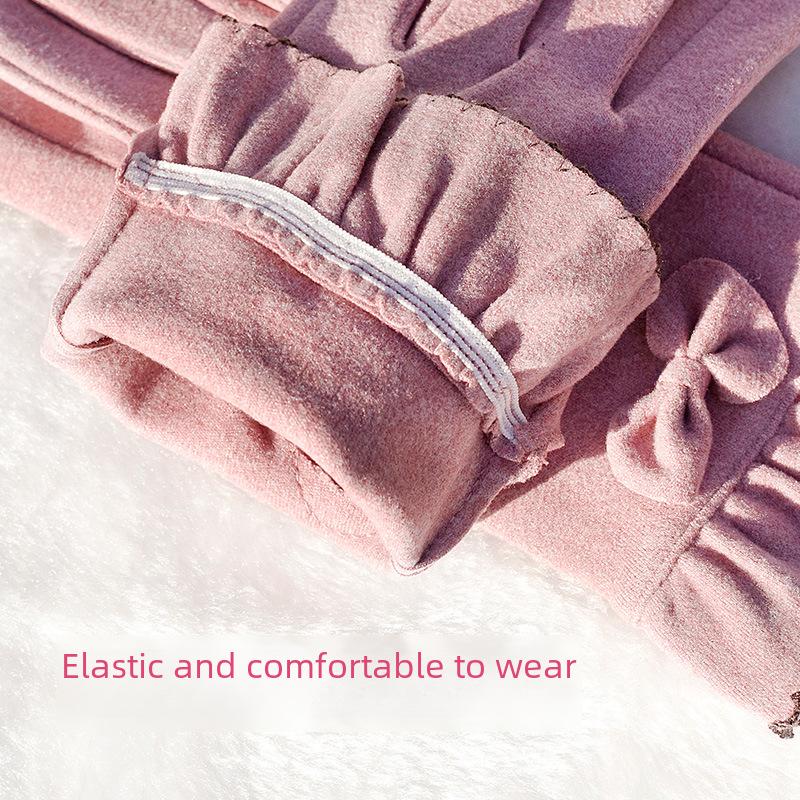 Women's Windproof Touch Screen Cycling Gloves - Velvet Cotton for Spring and Autumn