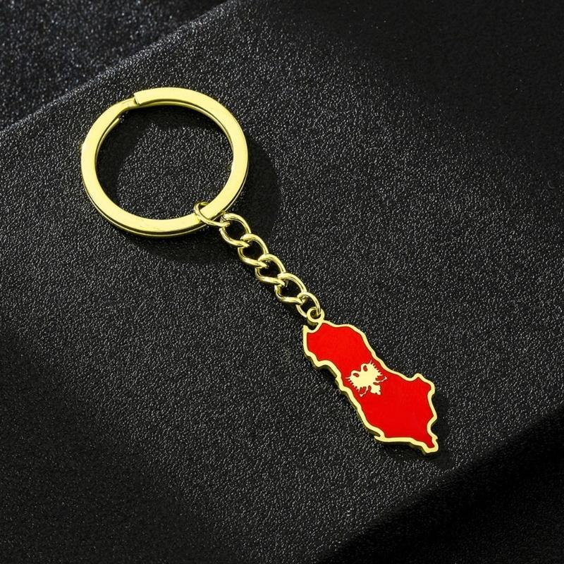 Albania Eagle Map Flag Keychain Ethnic Style Keyrings Jewelry Accessory for Bag